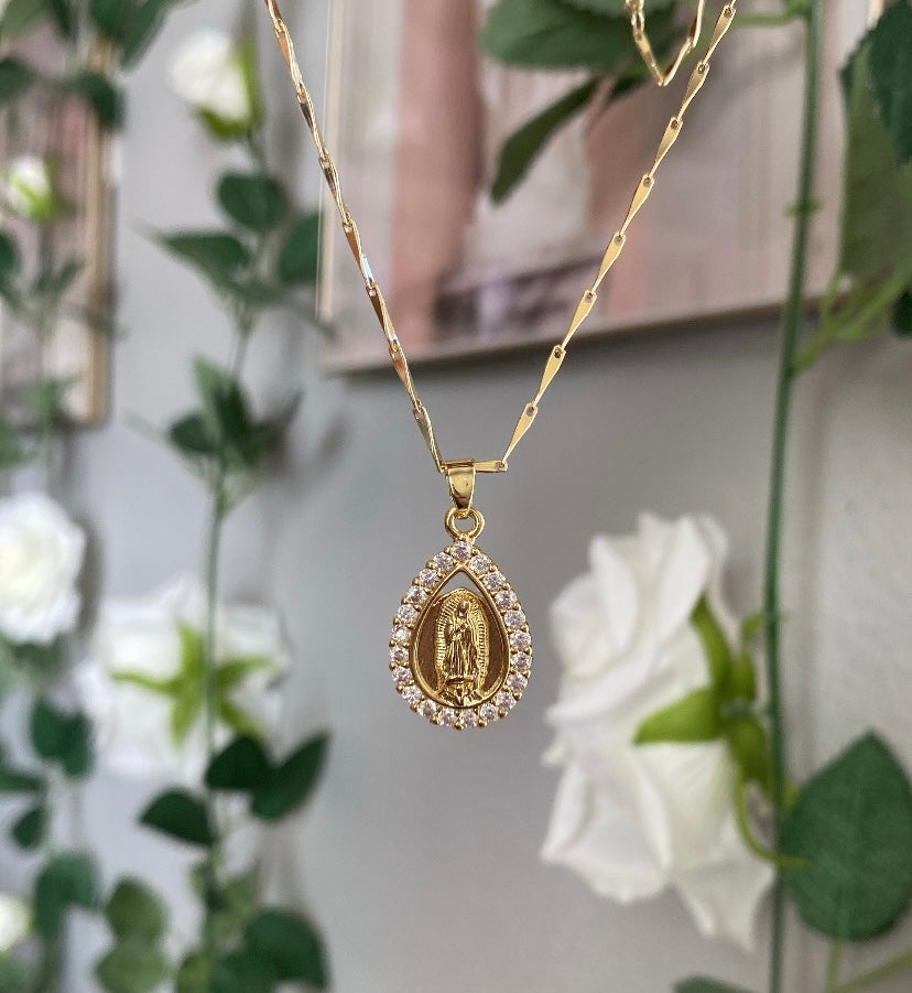 Virgin Mary Teardrop Necklace