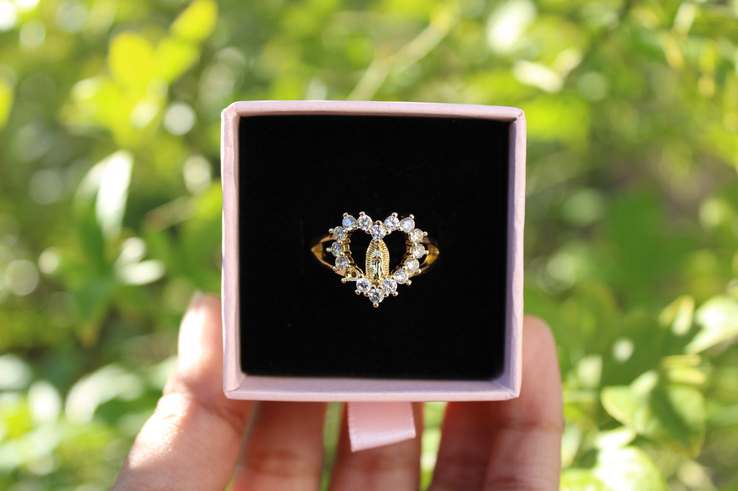 Heart Virgin Mary Ring Gold