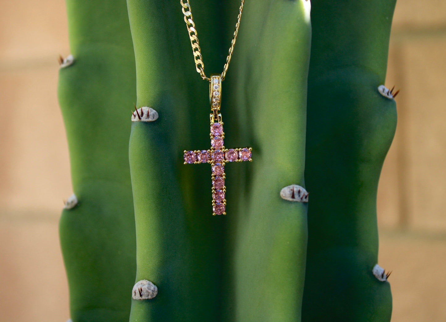 Pink Cross Necklace