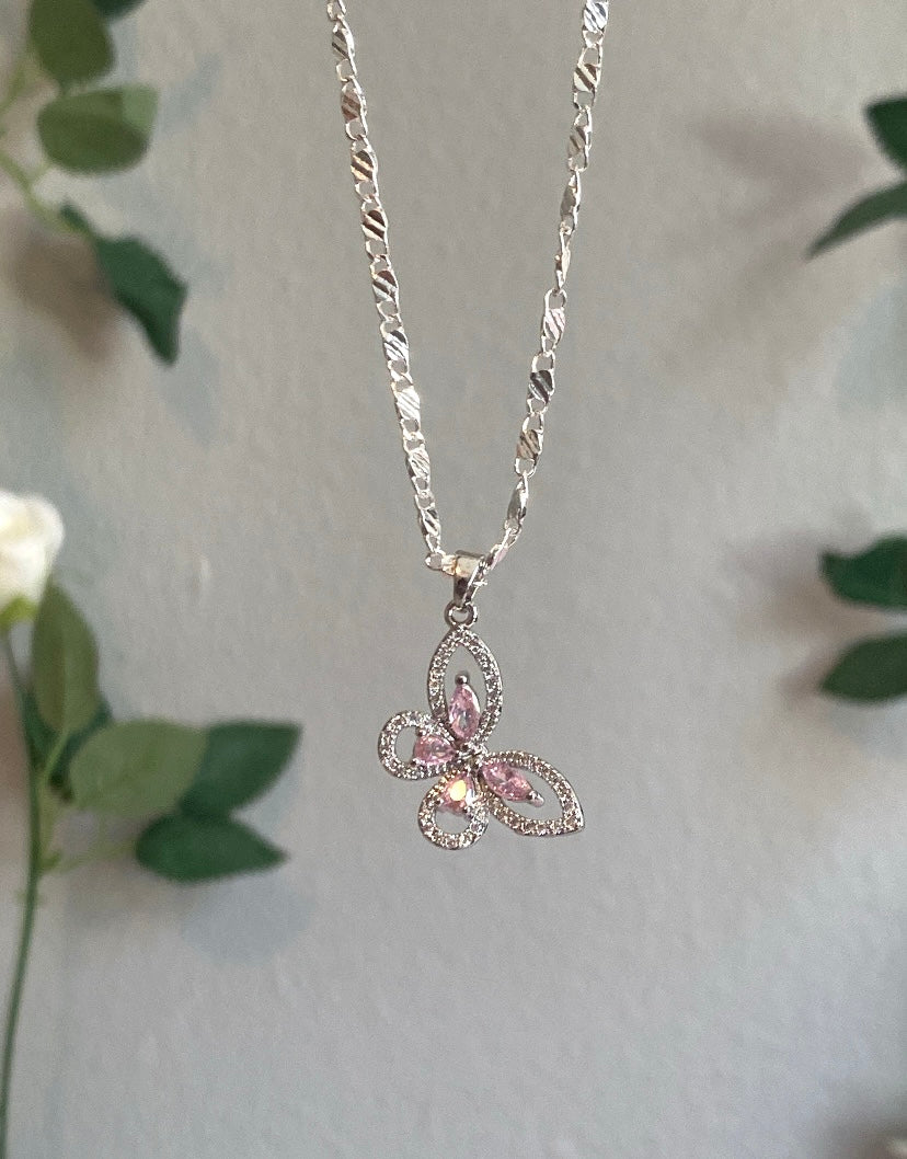 Pink Butterfly Silver