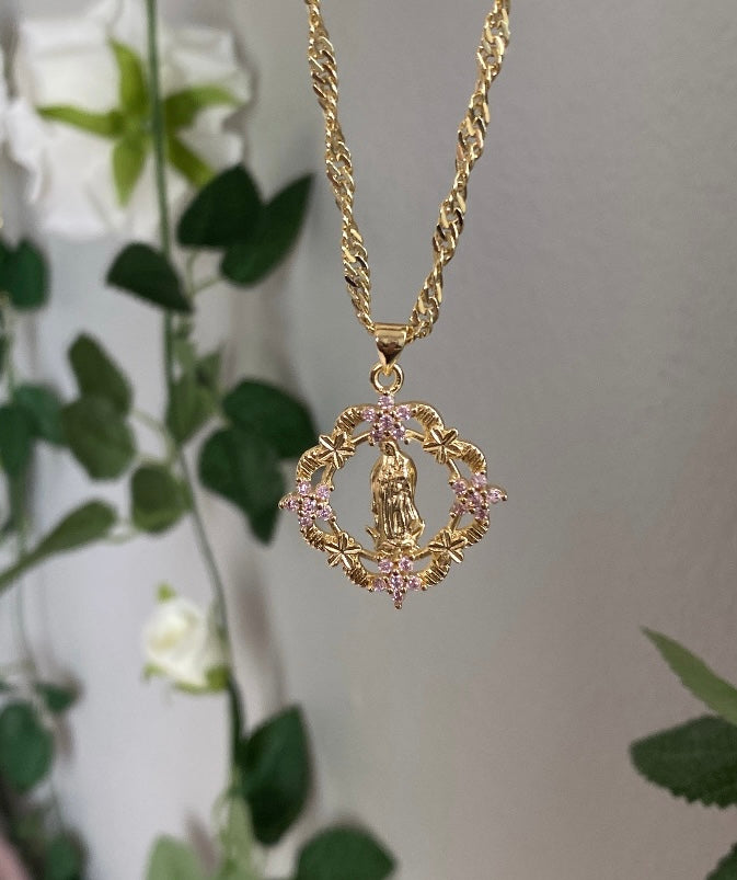 Pink and Gold Mother Mary
