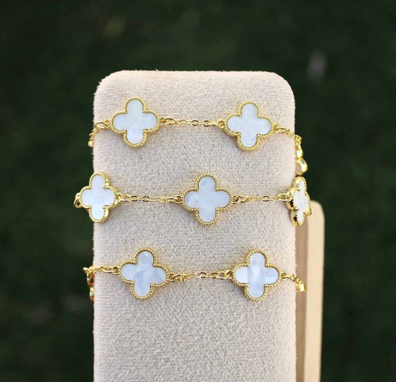 White Four Clover Bracelet