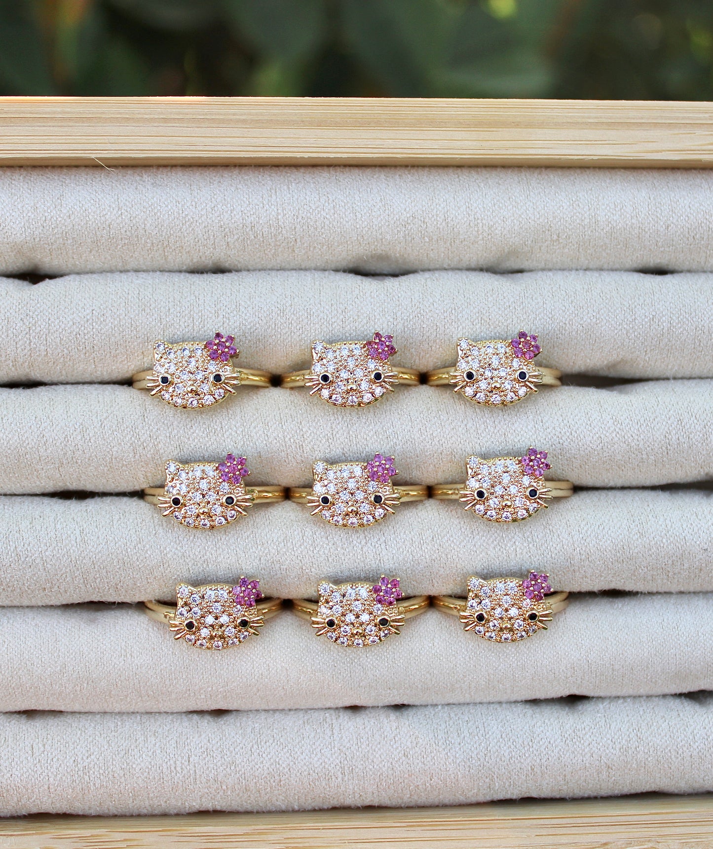 Hello Kitty Rhinestone Adjustable Rings