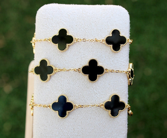 Black Four Clover Bracelet