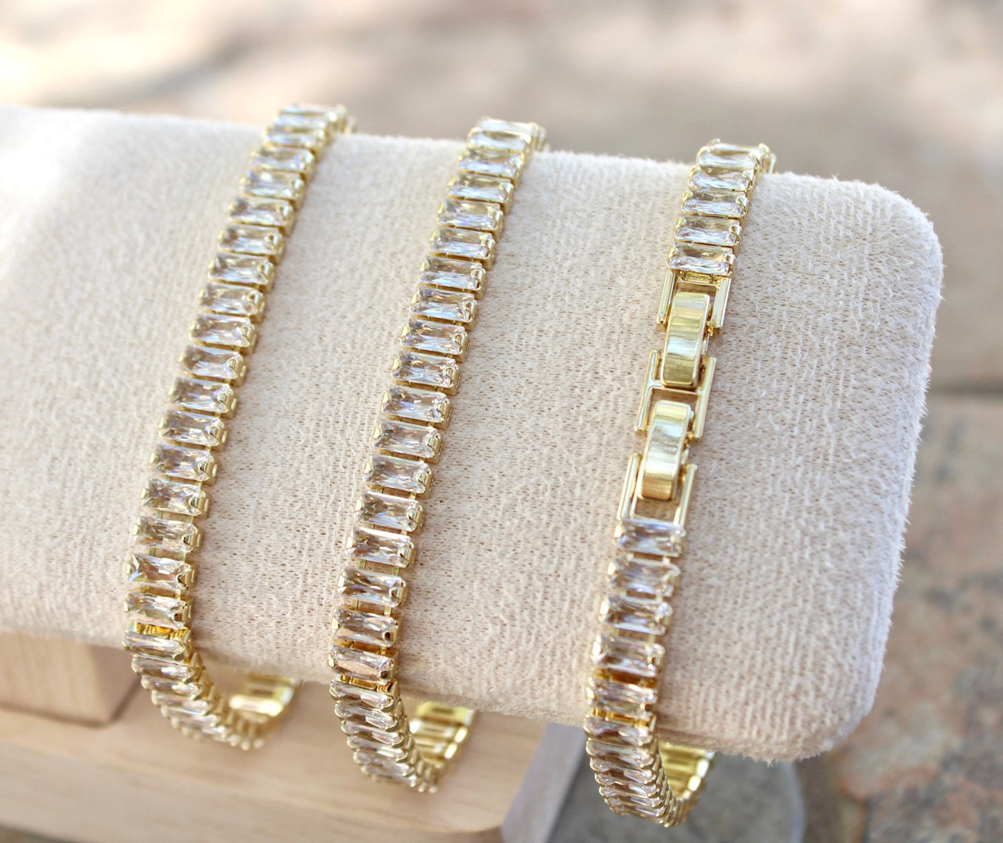 Gold Plated Tennis Bracelet with Extra Link