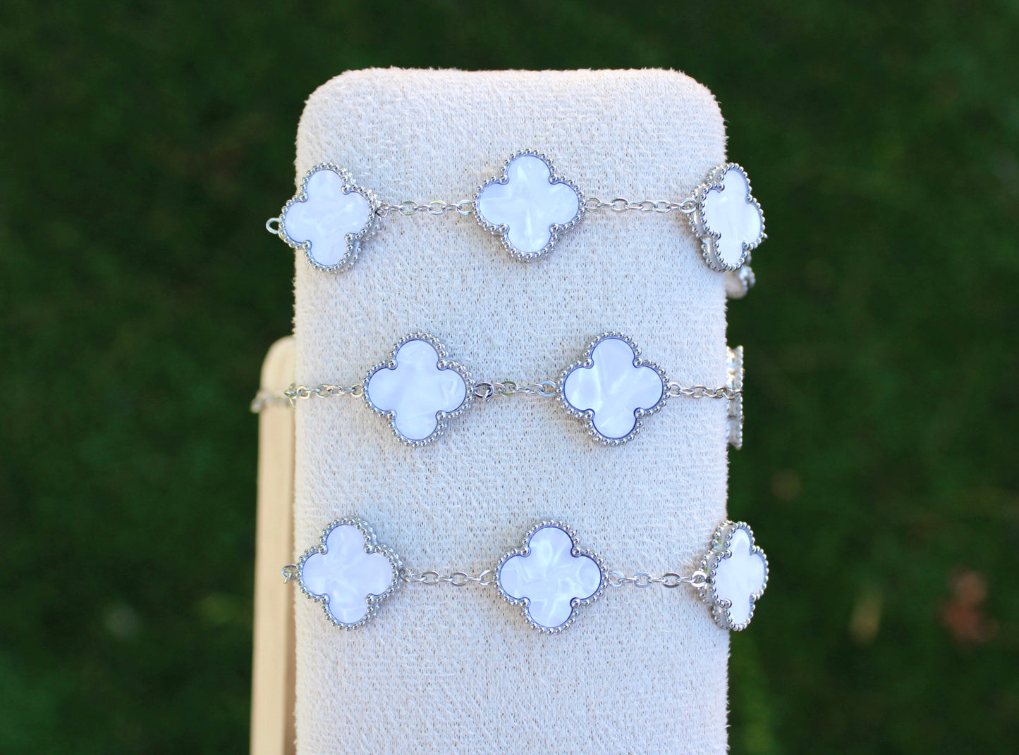 Silver White Clover bracelet