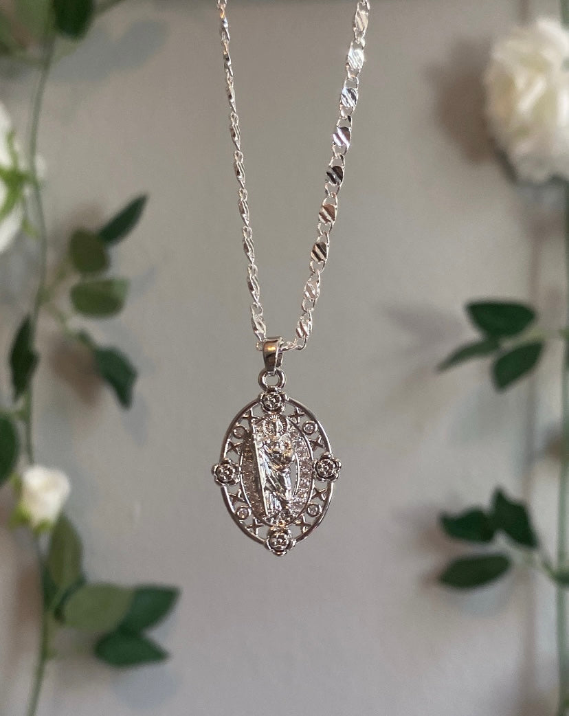San Judas Silver Necklace