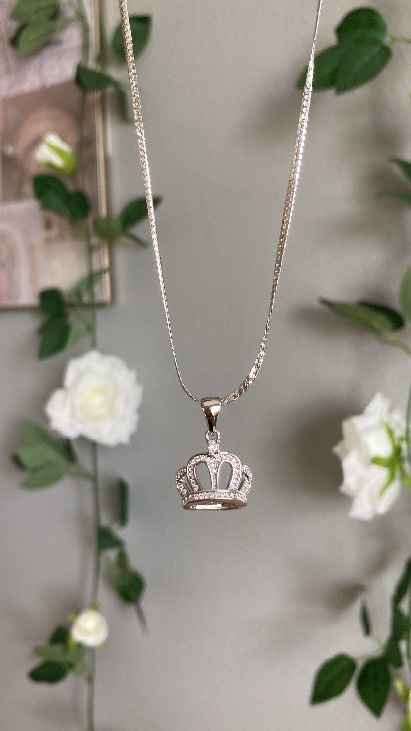 Silver Crown Necklace