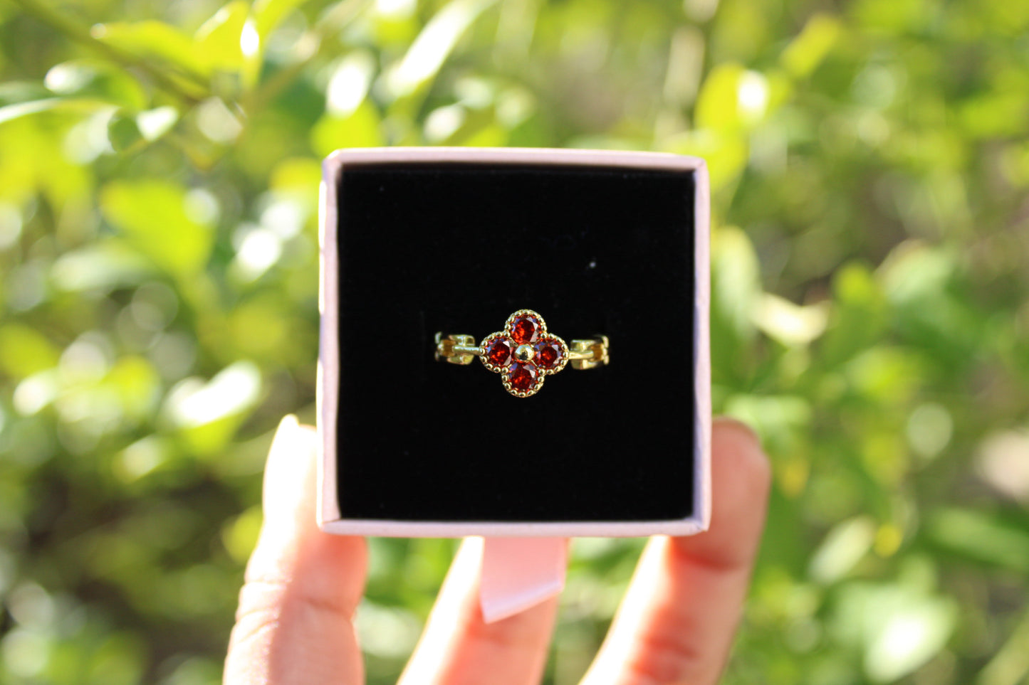 Red Clover Ring Gold