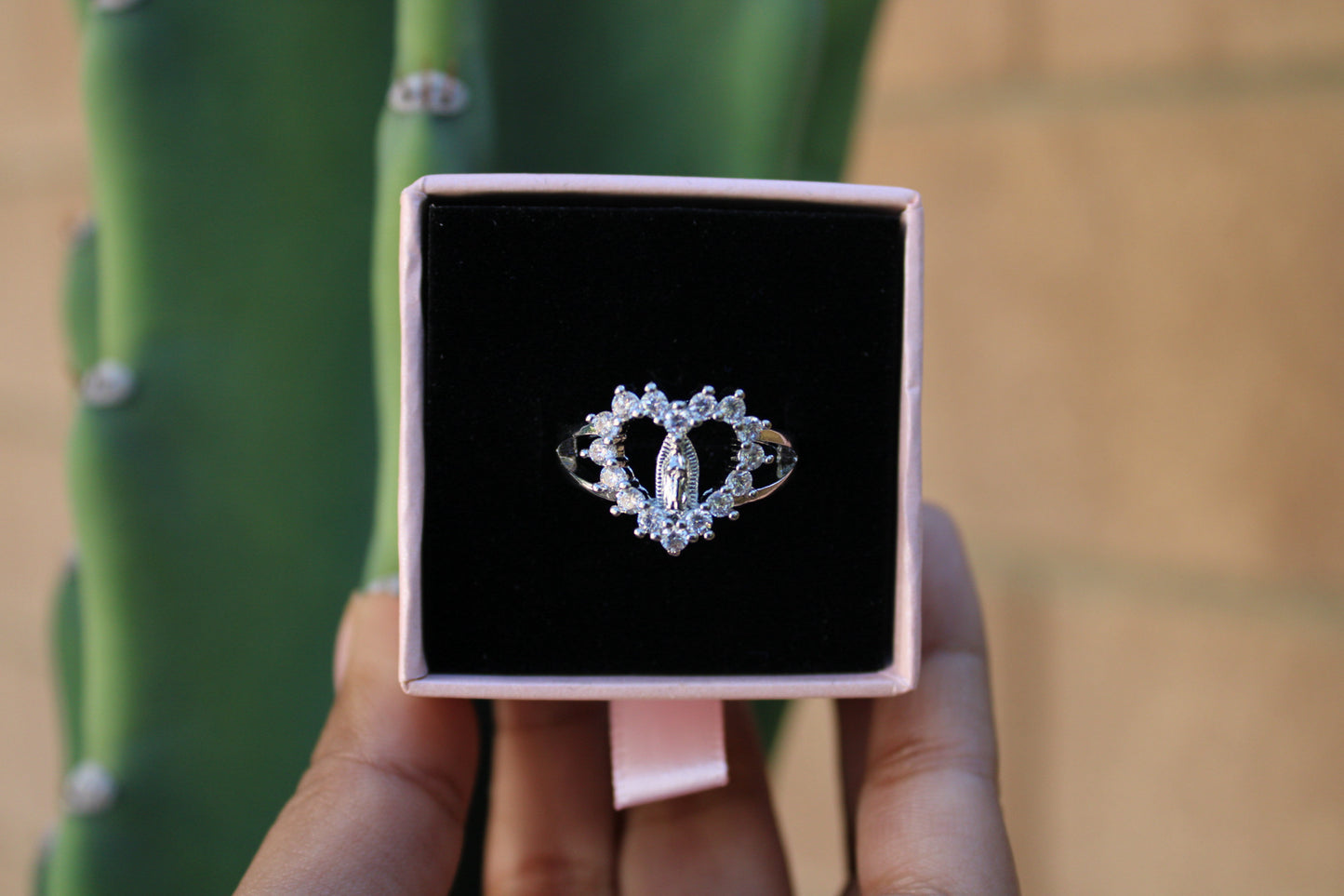 Heart Virgin Mary Ring Silver
