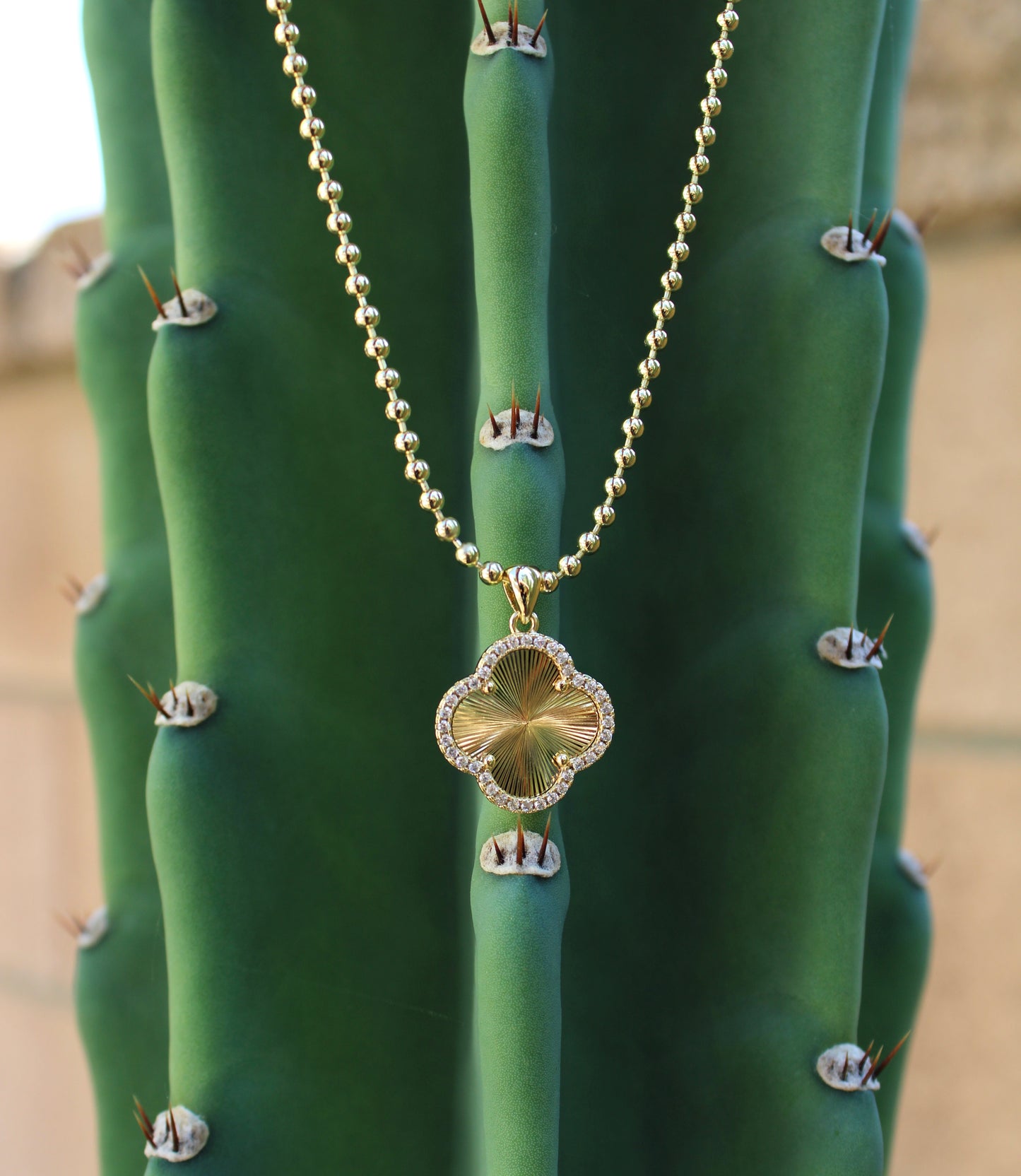 Four Leaf Clover Rhinestone Necklace