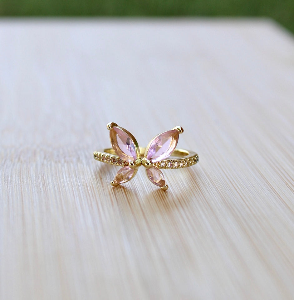 Pink Butterfly Ring