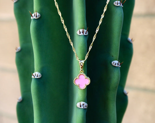 Pink Four Clover Necklace